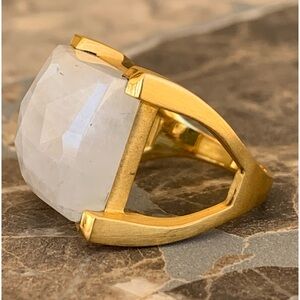 Dean Davidson Signature Brushed Gold Plated Large Moonstone Statement Ring